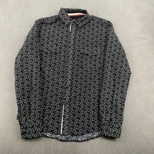 Caviar‎ Dremes Mens Medium Black White Geometric Long Sleeve Button Down Shirt